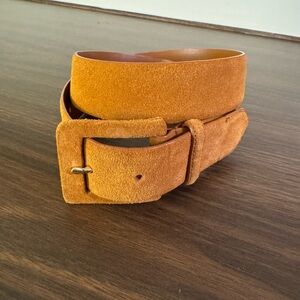 Lauren Ralph Lauren Camel Suede Leather Belt Wide Equestrian Boho Style BxA